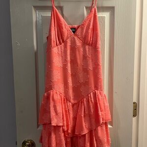 Coral Lace Tiered Dress